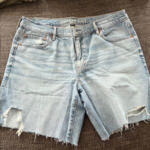 American Eagle Outfitters Light Blue Distressed Jean Shorts